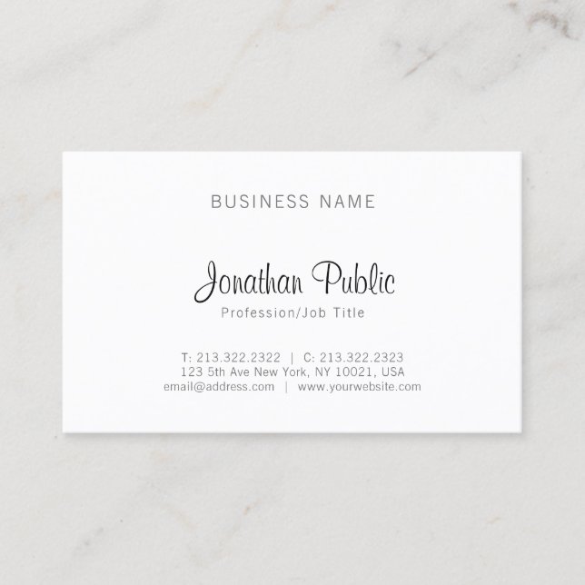 Tarjeta De Visita Elegante estilo moderno profesional Minimalista (Anverso)
