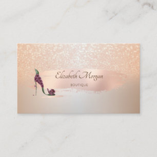 Tarjeta De Visita Elegante estilo moderno, Rosa de pincel de oro, ta