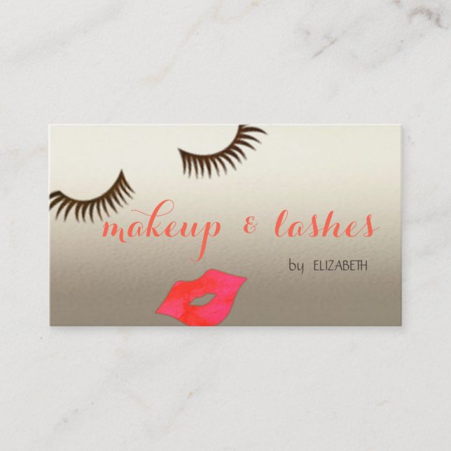 Tarjeta De Visita Elegante estilo moderno Shinny, Lips, Lashes, Maqu (Anverso)