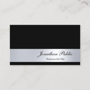Tarjeta De Visita Elegante Estilo Negro Y Plata Moderno Guión Italia