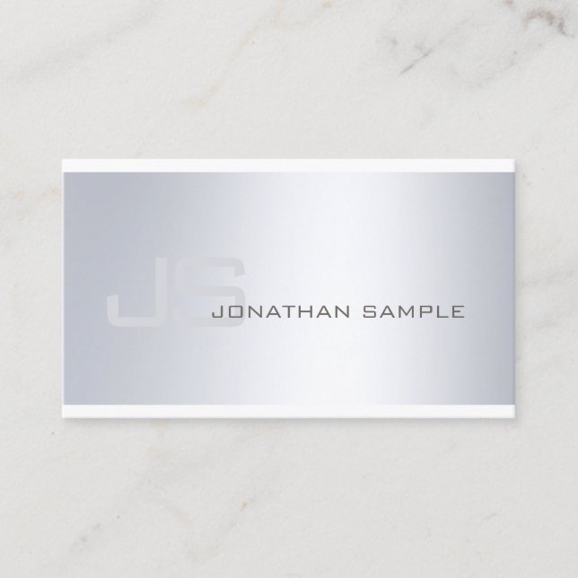 Tarjeta De Visita Elegante estilo plateado Lujo Monograma moderno (Anverso)