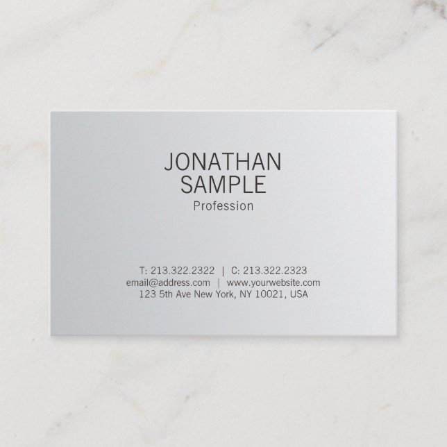 Tarjeta De Visita Elegante estilo plateado Profesional Plata Minimal (Anverso)
