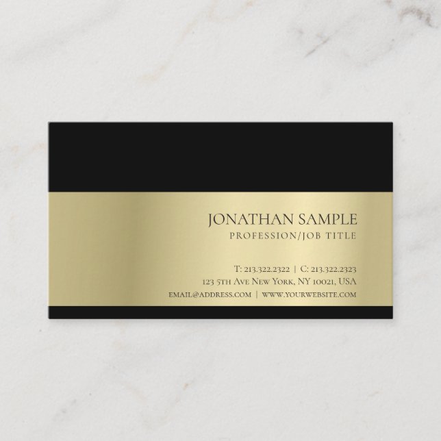 Tarjeta De Visita Elegante estilo profesional creativo estilo oro (Anverso)