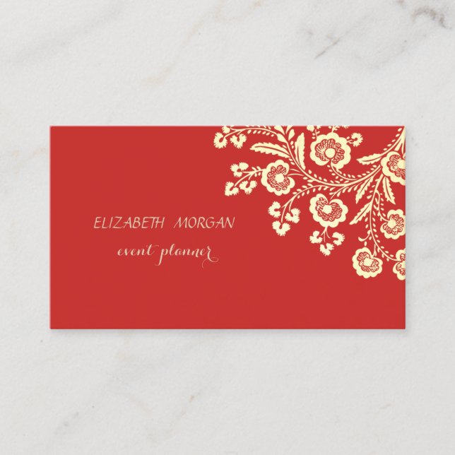Tarjeta De Visita Elegante estilo, rojo, encaje (Anverso)