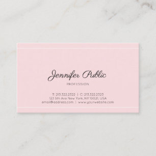 Tarjeta De Visita Elegante estilo rosa moderno guión profesional pur