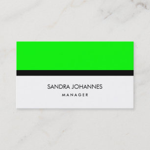 Tarjeta De Visita Elegante estilo sencillo verde blanco negro profes