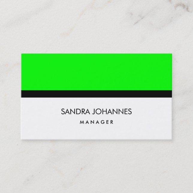 Tarjeta De Visita Elegante estilo sencillo verde blanco negro profes (Anverso)