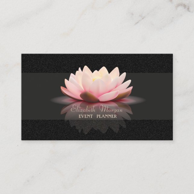 Tarjeta De Visita Elegante estilo simple, negro Lotus (Anverso)