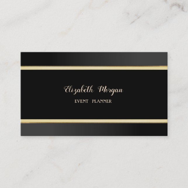 Tarjeta De Visita Elegante estilo simple, negro, rayas (Anverso)