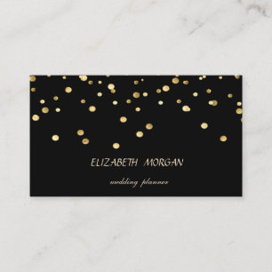 Tarjeta De Visita Elegante Estilo Simple,Oro Falso Negro Confeti