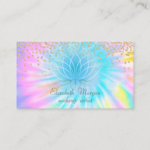 Tarjeta De Visita Elegante Estiloso Brillante Diamantes Loto Tie Dye