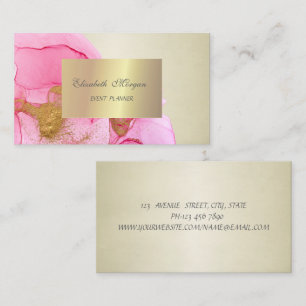 Tarjeta De Visita Elegante Estiloso Chic, Remolinos Dorados