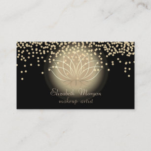 Tarjeta De Visita Elegante Estiloso Loto de Diamantes Brillantes Neg