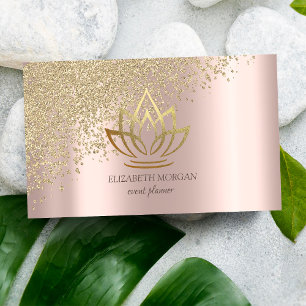 Tarjeta De Visita Elegante Estiloso Oro Diamantes Loto Oro Rosa