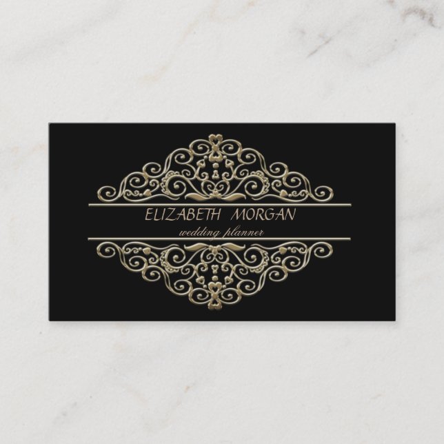 Tarjeta De Visita Elegante Estiloso Profesional, Marco Negro (Anverso)
