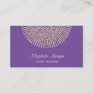 Tarjeta De Visita Elegante Estiloso Profesional, Violeta, Puntos Dor