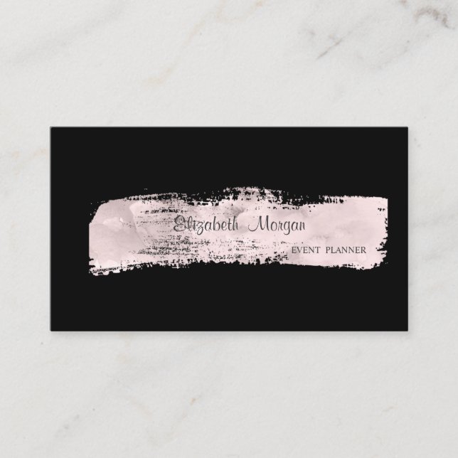 Tarjeta De Visita Elegante Estiloso Simple, Negro, Trazo de Pintura (Anverso)
