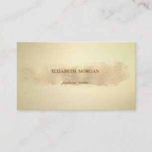 Tarjeta De Visita Elegante Estiloso Simple, Trazo de Pincel Dorado