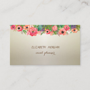 Tarjeta De Visita Elegante Estiloso Sofisticado Profesional, Floral