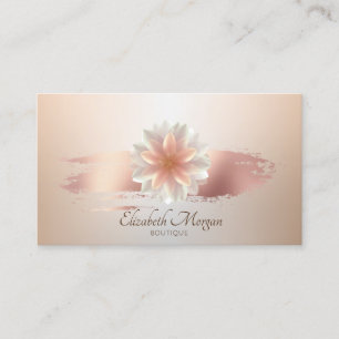 Tarjeta De Visita Elegante Estiloso Trazo de Pincel Rosa Dorado Loto