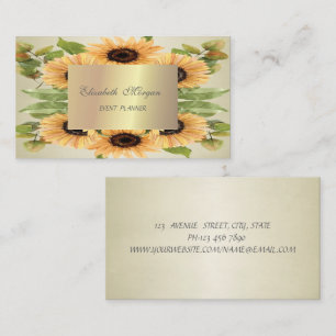Tarjeta De Visita Elegante Estiloso Vintage,Girasoles