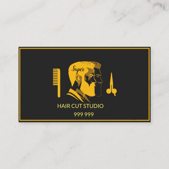 Tarjeta De Visita Elegante estudio de corte de pelo (Anverso)