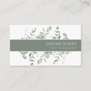 Tarjeta De Visita Elegante Eucalyptus deja el follaje verde