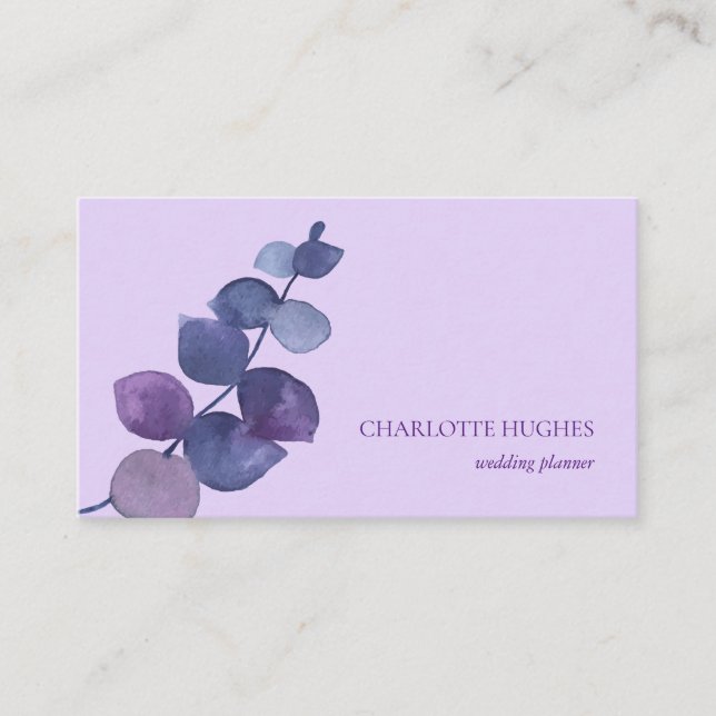 Tarjeta De Visita Elegante Eucalyptus deja Lilac (Anverso)