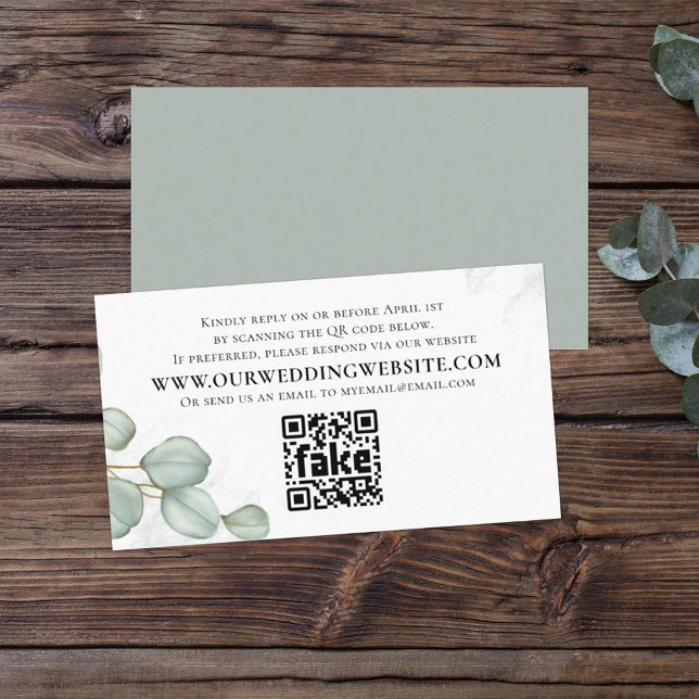 Tarjeta De Visita Elegante Eucalyptus Deja Simple Foliage QR Code (Subido por el creador)
