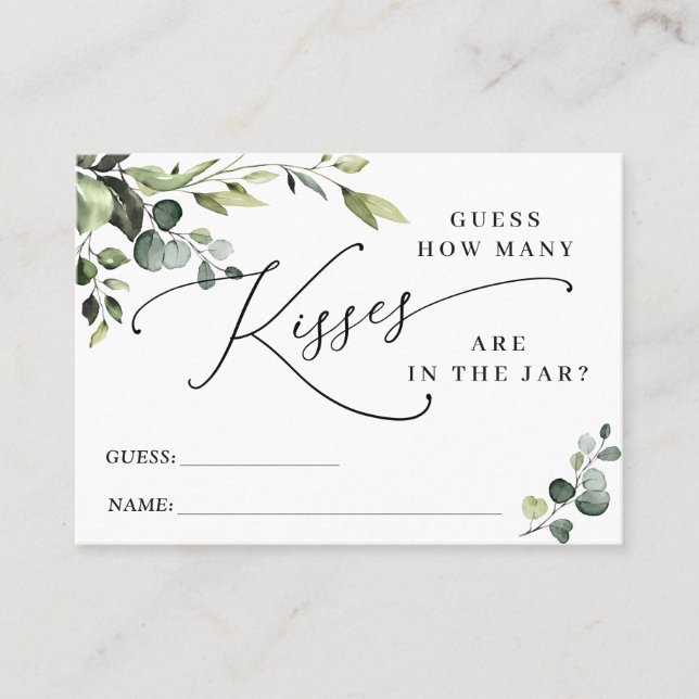 Tarjeta De Visita Elegante Eucalyptus Floral adivina cuántas cartas  (Anverso)