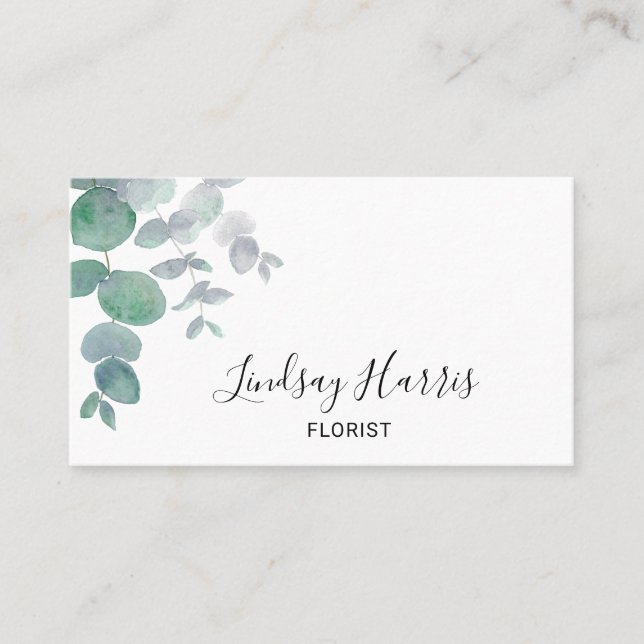 Tarjeta De Visita Elegante Eucalyptus Greenery Florist (Anverso)