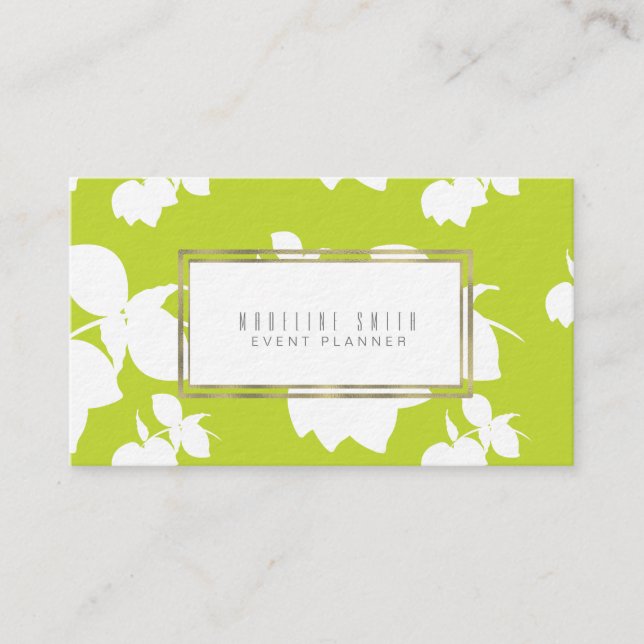 Tarjeta De Visita Elegante evento Planner Floral Florist Lemon Lime (Anverso)