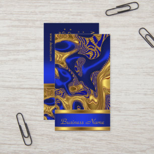 Tarjeta de visita elegante exótico azul dorado abs