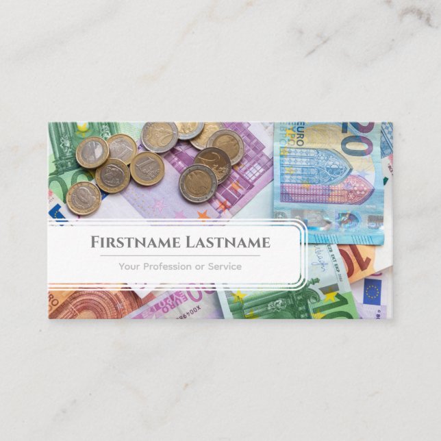 Tarjeta De Visita Elegante experto financiero en moneda blanca de di (Anverso)