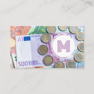 Tarjeta De Visita Elegante experto financiero en moneda blanca de di