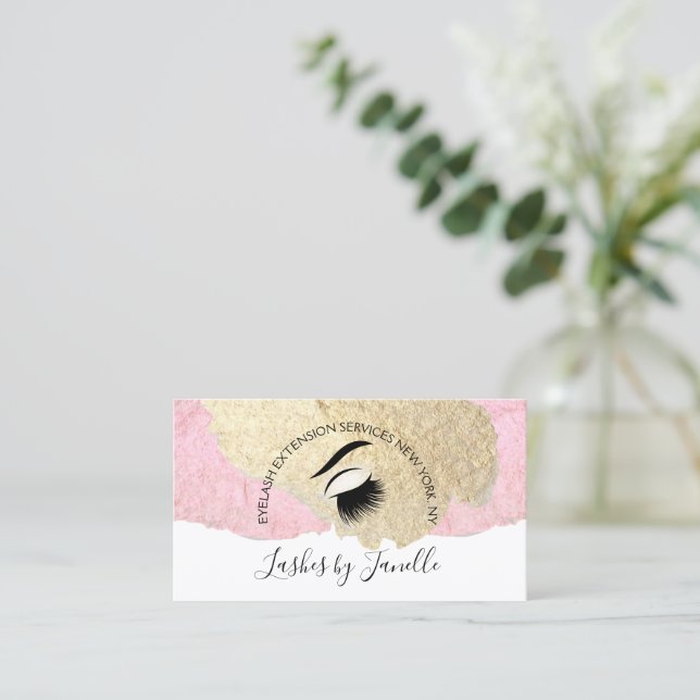 Tarjeta De Visita Elegante Extensiones Lash Beauty (Anverso de pie)