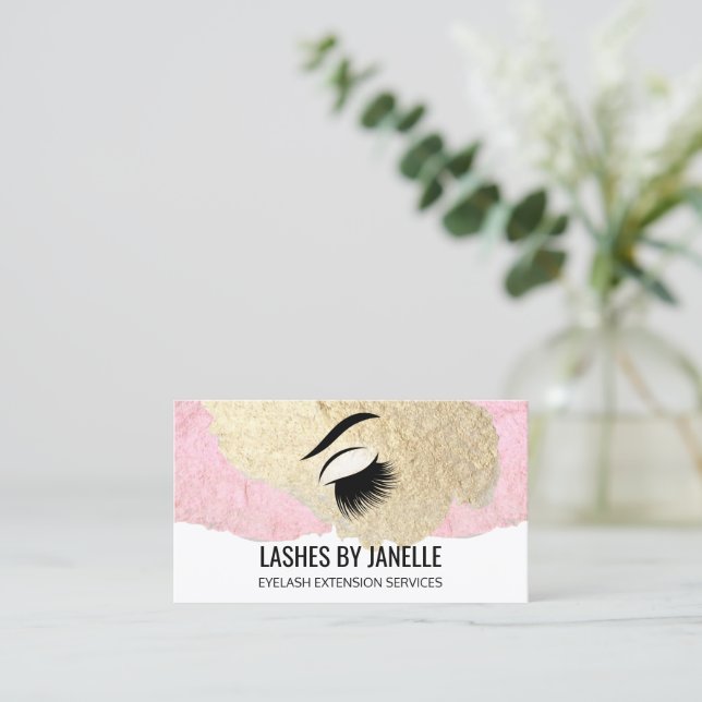 Tarjeta De Visita Elegante Extensiones Lash Beauty (Anverso de pie)