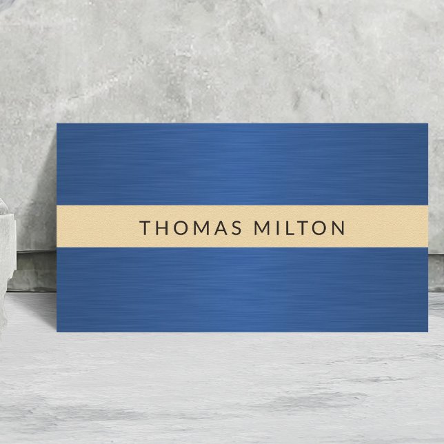 Tarjeta De Visita Elegante Faux Gold Blue Metalizado Stripe Consulto (Subido por el creador)