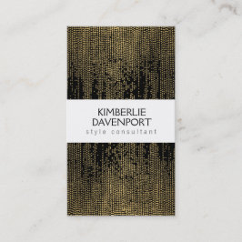 Tarjeta De Visita Elegante Faux Gold Confetti Dots Patrón Negro II