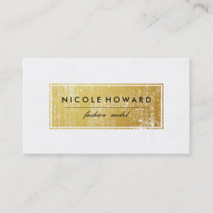 Tarjeta De Visita Elegante Faux Gold Grunge Frame Fondo blanco