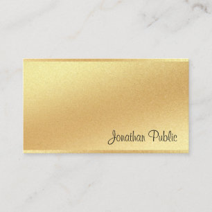 Tarjeta De Visita Elegante Faux Gold Hand Script Excelente Diseño To