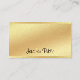Tarjeta De Visita Elegante Faux Gold Hand Script Guay Excelente look