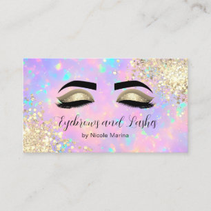 Tarjeta De Visita Elegante Faux Gold Holographic Eyelash Eyebrow Spa