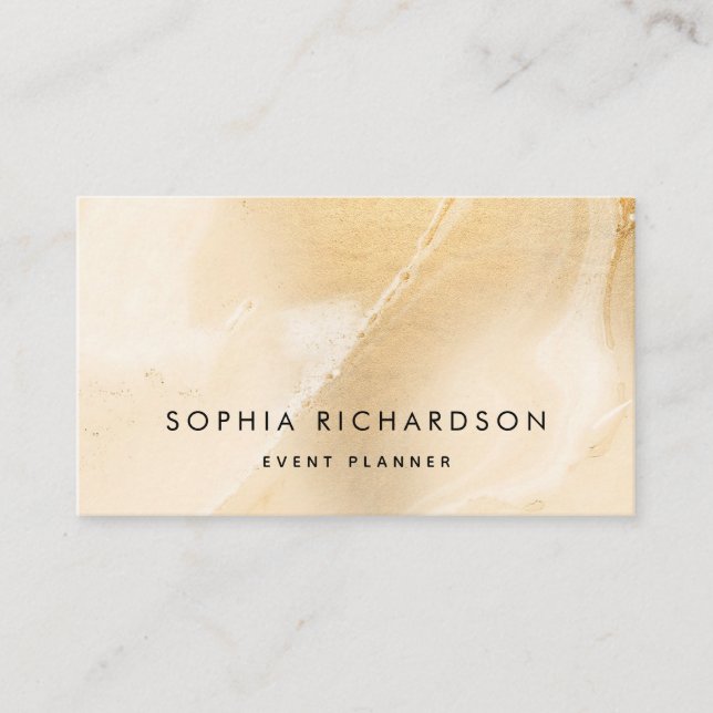 Tarjeta De Visita Elegante Faux Gold Marble con texto simple (Anverso)