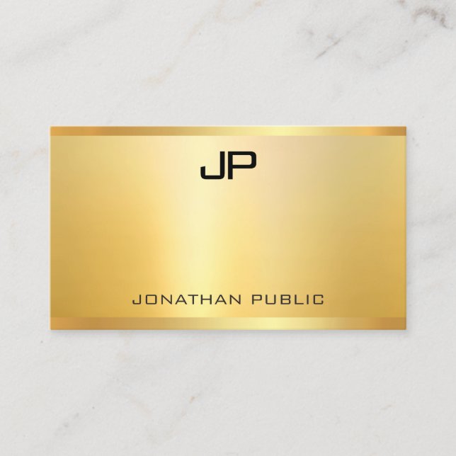 Tarjeta De Visita Elegante Faux Gold Modern Template Profesional (Anverso)
