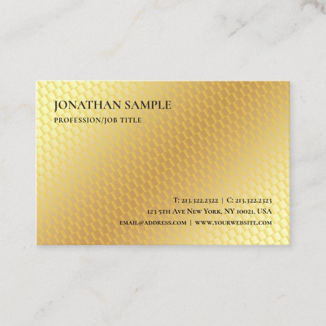 Tarjeta De Visita Elegante Faux Gold Moderno Profesional Simple (Anverso)