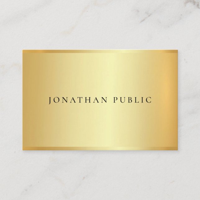 Tarjeta De Visita Elegante Faux Gold Moderno Simple Plantilla de mod (Anverso)