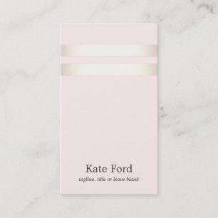 Tarjeta De Visita Elegante Faux Gold Striped Light Pink