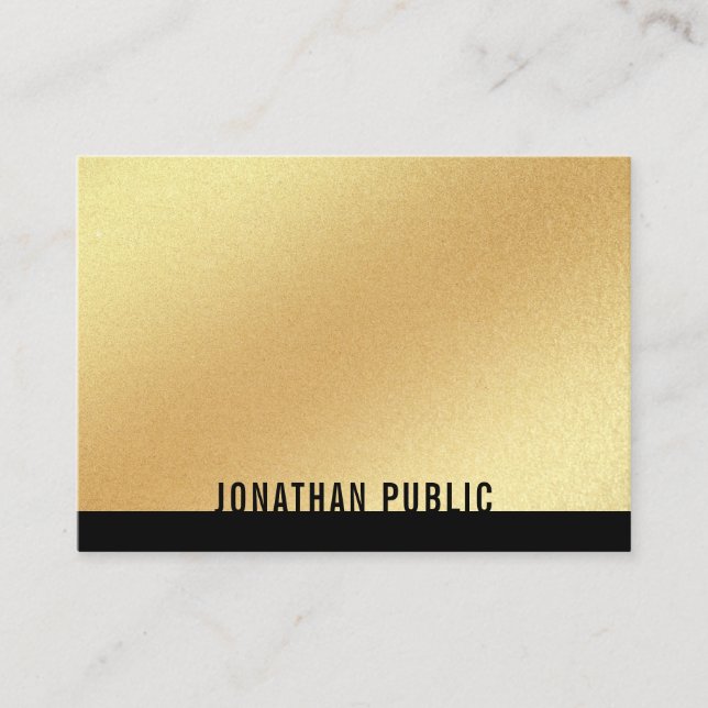 Tarjeta De Visita Elegante Faux Gold Template Profesional (Anverso)