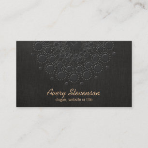 Tarjeta De Visita Elegante Faux Grabado en relieve Black Linen look
